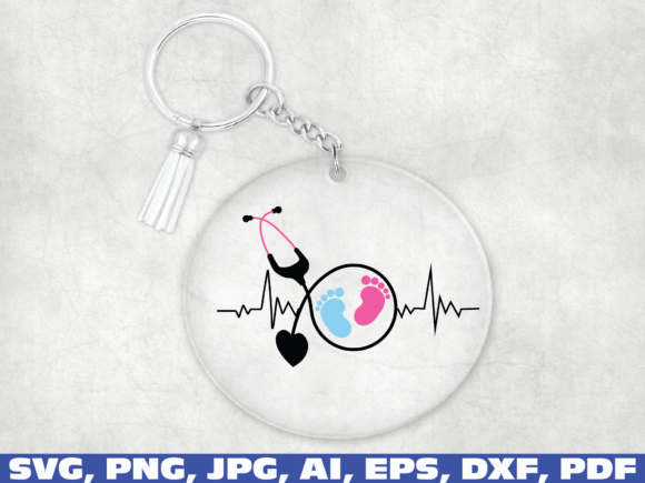 Baby Feet Nurse Keychain Graphics and Crafts