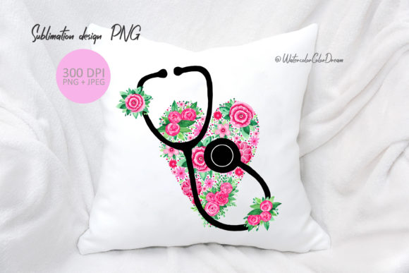 Floral Nurse Life Sublimation Design: Graphics for Crafts and Content