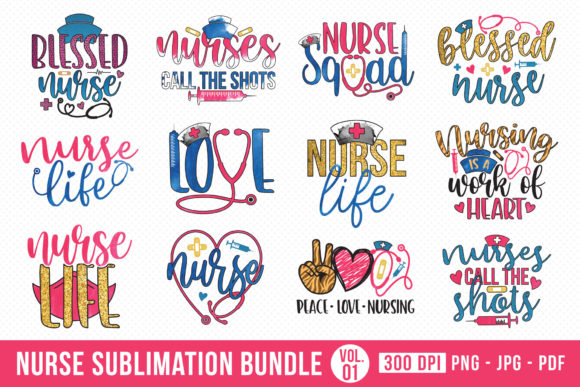 Nurse Sublimation Bundle 12 Designs